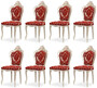 Casa Padrino Luxus Barock Esszimmer Stuhl 8er Set mit elegantem Muster Rot / Wei� / Beige / Gold - Barockstil K�chen St�hle - Prunkvolle Luxus Esszimmer M�bel im Barockstil - Edel & Prunkvoll