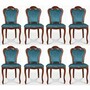 Casa Padrino Luxus Barock Esszimmer Stuhl 8er Set Blau / Braun - Barock M�bel