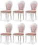 Casa Padrino Luxus Barock Esszimmer Stuhl 6er Set mit elegantem Muster Rosa / Wei� - Barockstil K�chen St�hle - Prunkvolle Luxus Esszimmer M�bel im Barockstil - Edel & Prunkvoll