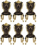 Casa Padrino Luxus Barock Esszimmer Stuhl Set mit elegantem Muster Braun / Schwarz / Gold 60 x 65 x H. 120 cm - K�chen St�hle 6er Set im Barockstil - Barock Esszimmer M�bel