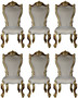 Casa Padrino Luxus Barock Esszimmer Stuhl Set Grau / Gold / Rot / Gold 58 x 57 x H. 107 cm - K�chen St�hle 6er Set im Barockstil - Barock Esszimmer M�bel