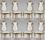 Casa Padrino Luxus Barock Esszimmer Stuhl Set Wei� / Silber / Antik Gold 55 x 55 x H. 120 cm - Prunkvolle gestreifte K�chen St�hle - Barock St�hle 8er Set - Esszimmer M�bel