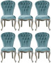 Casa Padrino Luxus Barock Esszimmer Stuhl Set Hellblau / Silber 55 x 55 x H. 107 cm - K�chen St�hle 6er Set - Edle Barock Esszimmer M�bel