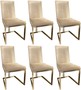 Casa Padrino Luxus Esszimmer Stuhl Set Creme / Gold 50 x 60 x H. 100 cm - Edles K�chen St�hle 6er Set - Luxus Esszimmer M�bel