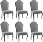 Casa Padrino Luxus Barock Esszimmer Stuhl Set Grau / Schwarz 55 x 53 x H. 113 cm - Barock K�chen St�hle 6er Set - Esszimmer M�bel im Barockstil