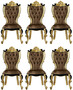 Casa Padrino Luxus Barock Esszimmer Stuhl Set Braun / Schwarz / Gold 60 x 65 x H. 120 cm - K�chen St�hle 6er Set im Barockstil - Barock Esszimmer M�bel