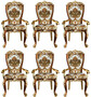 Casa Padrino Luxus Barock Esszimmer Stuhl Set mit Armlehnen und elegantem Muster 57 x 54 x H. 115 cm - Edles K�chen St�hle 6er Set im Barockstil - Barock Esszimmer M�bel