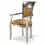 Casa Padrino Luxus Barock Esszimmer Stuhl mit Armlehnen Silber / Braun H. 98 cm - Made in Italy 