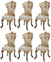 Casa Padrino Luxus Barock Esszimmerstuhl 6er Set Wei� / Creme / Beige / Schwarz / Gold - Barockstil K�chenst�hle mit Muster - Luxus Esszimmer M�bel im Barockstil - Barock Esszimmer M�bel