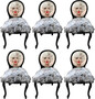 Casa Padrino Luxus Barock Esszimmerstuhl Set Marilyn Monroe Grau / Schwarz 50 x 60 x H. 104 cm - Handgefertigte Pop Art Designer St�hle mit Kunstfell - Barock Esszimmer M�bel