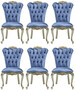 Casa Padrino Luxus Barock Esszimmerstuhl Set Blau / Silber / Gold - Handgefertigtes K�chen St�hle 6er Set - Barock Esszimmer M�bel - Edel & Prunkvoll