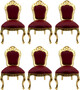 Casa Padrino Luxus Barock Esszimmerstuhl Set Bordeauxrot / Gold - 6 handgefertigte Esszimmerst�hle mit Lederoptik - Barock Esszimmer M�bel
