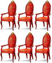 Casa Padrino Luxus Barock Esszimmerstuhl Set Rot / Gold - Prunkvolles Barock Esszimmer St�hle 6er Set mit Armlehnen - Barock Esszimmer M�bel - Luxus Qualit�t - Made in Italy