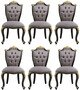 Casa Padrino Luxus Barock Esszimmerstuhl Set Silber / Schwarz / Gold - Handgefertigtes K�chen St�hle 6er Set - Barock Esszimmer M�bel - Edel & Prunkvoll