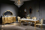 Casa Padrino Luxus Barock Esszimmerstuhl Set Wei� / Gold - 6 handgefertigte K�chen St�hle mit Armlehnen und elegantem Muster - Barock Esszimmer M�bel - Edel & Prunkvoll