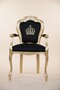 Casa Padrino Luxus Barock Esszimmerstuhl mit Armlehnen Schwarz / Gold - Pomp��s by Harald Gl��ckler Design - 48 x 54 x 105 cm