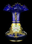 Casa Padrino Luxus Barock Glas Vase Blau / Mehrfarbig / Gold H. 20 cm - Handgefertigte & handbemalte Blumenvase - Barock Deko - Edel & Prunkvoll 