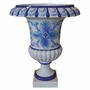 Casa Padrino Luxus Barock Keramik Blumentopf Wei� / Blau / Gelb  45 x H. 57 cm