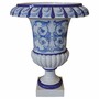 Casa Padrino Luxus Barock Keramik Blumentopf Wei� / Blau / Gelb  45 x H. 57 cm