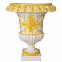 Casa Padrino Luxus Barock Keramik Blumentopf Wei� / Gelb  45 x H. 57 cm - Garten Deko