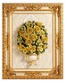 Casa Padrino Luxus Barock Keramik Gem�lde mit Massivholzrahmen Creme / Beige / Gold / Gr�n / Gelb H. 106 cm - Barock Wanddeko - Made in Italy 