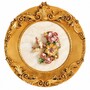 Casa Padrino Luxus Barock Keramik Gem�lde mit Massivholzrahmen Creme / Beige / Gold / Bunt  70 cm - Barock Wanddeko - Made in Italy 