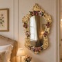 Casa Padrino Luxus Barock Keramik Spiegel Beige / Bunt / Gold H. 120 cm - Made in Italy