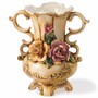 Casa Padrino Luxus Barock Keramik Vase Beige / Bunt / Gold H. 27 cm - Made in Italy 