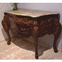 Casa Padrino Luxus Barock Kommode mit Marmorplatte Dunkelbraun / Grau 156 cm - Barock M�bel