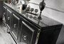 Casa Padrino Luxus Barock Sideboard Schwarz / Silber 220 x 103 x H. 56 cm - Wohnzimmerschrank mit Glasplatte und 4 T�ren - Luxus Barock Wohnzimmer M�bel