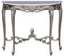 Casa Padrino Luxus Barock Konsole Silber / Wei� - Handgeferigter Massivholz Konsolentisch mit Marmorplatte - Barock M�bel