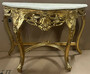 Casa Padrino Barock Konsole Gold / Creme - Handgefertigter Massivholz Konsolentisch mit Marmorplatte - Antik Stil Konsole - Antik Stil M�bel - Barock M�bel - Barock Einrichtung