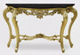 Casa Padrino Luxus Barock Konsole Gold / Schwarz - Handgefertigter Massivholz Konsolentisch mit Marmorplatte - Luxus Wohnzimmer Mbel im Barockstil - Barock Mbel - Barock Einrichtung