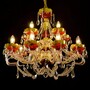 Casa Padrino Luxus Barock Kristall Kronleuchter Gold  80 x H. 64 cm - Prunkvolle Messing Kronleuchter mit b�hmischem Kristallglas - Barock M�bel - Edel & Prunkvoll