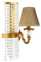 Casa Padrino Luxus Barock Kristall Wandleuchte Gold / Braun 20 x 27 x H. 47 cm - Prunkvolle Metall Wandlampe mit hochwertigem Swarovski Kristallglas und Lampenschirm - Barock Leuchten 
