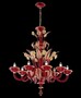 Casa Padrino Luxus Barock Kristallglas Kronleuchter Rot / Gold 100 x 65 x H. 105 cm - Made in Italy