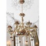 Casa Padrino Luxus Barock Keramik Kronleuchter Wei� / Bunt / Gold  90 x H. 150 cm - Made in Italy 