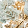 Casa Padrino Luxus Barock Kronleuchter Gold / Wei� / Gr�n  58 cm - Prunkvoller Kronleuchter mit Porzellan Blumen - Made in Italy