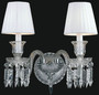 Casa Padrino Luxus Barock Kristallglas Doppel Wandleuchte Silber / Wei� 42 x H. 42 cm - Prunkvolle Wandlampe im Barockstil 