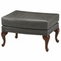 Casa Padrino Luxus Barock Leder Hocker Grau / Braun 64 cm - Made in Italy 