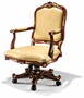 Casa Padrino Luxus Barock Leder Schreibtischstuhl Beige / Braun / Gold - Made in Italy 