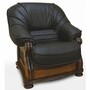 Casa Padrino Luxus Barock Leder Sessel Schwarz / Dunkelbraun - Barock M�bel 