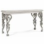 Casa Padrino Luxus Barock Massivholz Konsole Wei� / Silber 140,5 cm - Barock M�bel - Made in Italy 