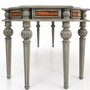 Casa Padrino Luxus Barock Massivholz Schreibtisch Braun / Grau 204 cm - Prunkvolle B�ro M�bel - Barockstil B�ro M�bel