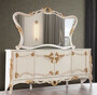 Casa Padrino Luxus Barock M�bel Set Wei� / Beige / Gold - 1 Barock Sideboard mit 4 T�ren & 1 Barock Wandspiegel - Barock M�bel - Edel & Prunkvoll