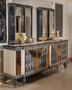 Casa Padrino Luxus Barock M�bel Set Beige / Schwarz / Gold - 1 Barock Sideboard mit 4 T�ren & 2 Barock Wandspiegel - Handgefertigte Barock M�bel - Edel & Prunkvoll