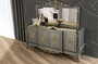 Casa Padrino Luxus Barock M�bel Set Grau / Gold - 1 Sideboard mit 4 T�ren & 1 Spiegel - Edle Barock M�bel - Edel & Prunkvoll