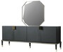 Casa Padrino Luxus M�bel Set Schwarz / Gold - 1 Sideboard mit 4 T�ren & 1 Spiegel - Moderne Massivholz M�bel - Luxus Kollektion