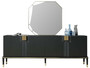 Casa Padrino Luxus M�bel Set Schwarz / Gold - 1 Sideboard mit 4 T�ren & 1 Spiegel - Moderne Massivholz M�bel - Luxus Kollektion