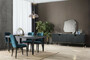 Casa Padrino Luxus M�bel Set Schwarz / Gold - 1 Sideboard mit 4 T�ren & 1 Spiegel - Moderne Massivholz M�bel - Luxus Kollektion